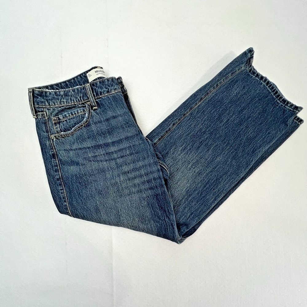 Hollister Low Rise Baggy Jeans Womens 10R W30 Blue Wide Leg Denim 100% Cotton Y2 - Picture 2 of 16